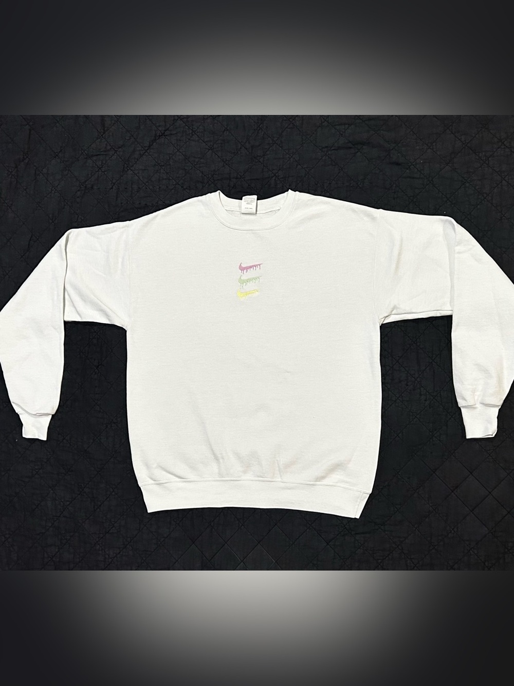 White Embroidered Crewneck